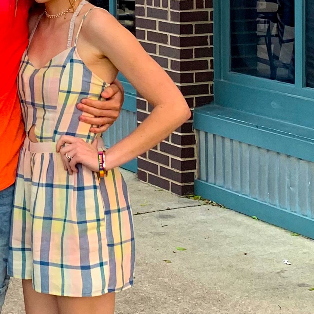 cute pastel plaid romper